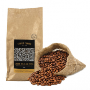 Káva Simple Coffee Espresso Blend Costa Rica a India 80% Arabica a 20% Robusta 1000g